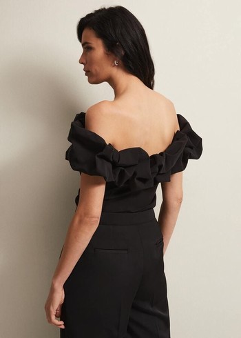 Phase Eight Mallorary Off The Shoulder Shirts Black Australia | DH2697345